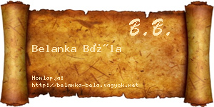 Belanka Béla névjegykártya